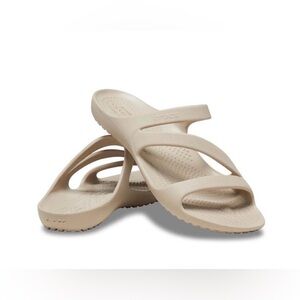 CROCS Women’s Kadee Beige Dual-Strap Slide Sandals